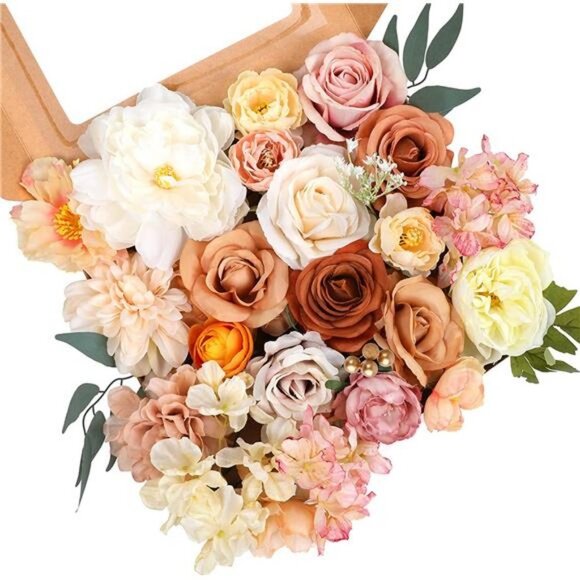 Artificial Flowers Combo Silk Mix Peony Rose Hydrangea Fake Flowers w/Stem - Picture 1 of 7
